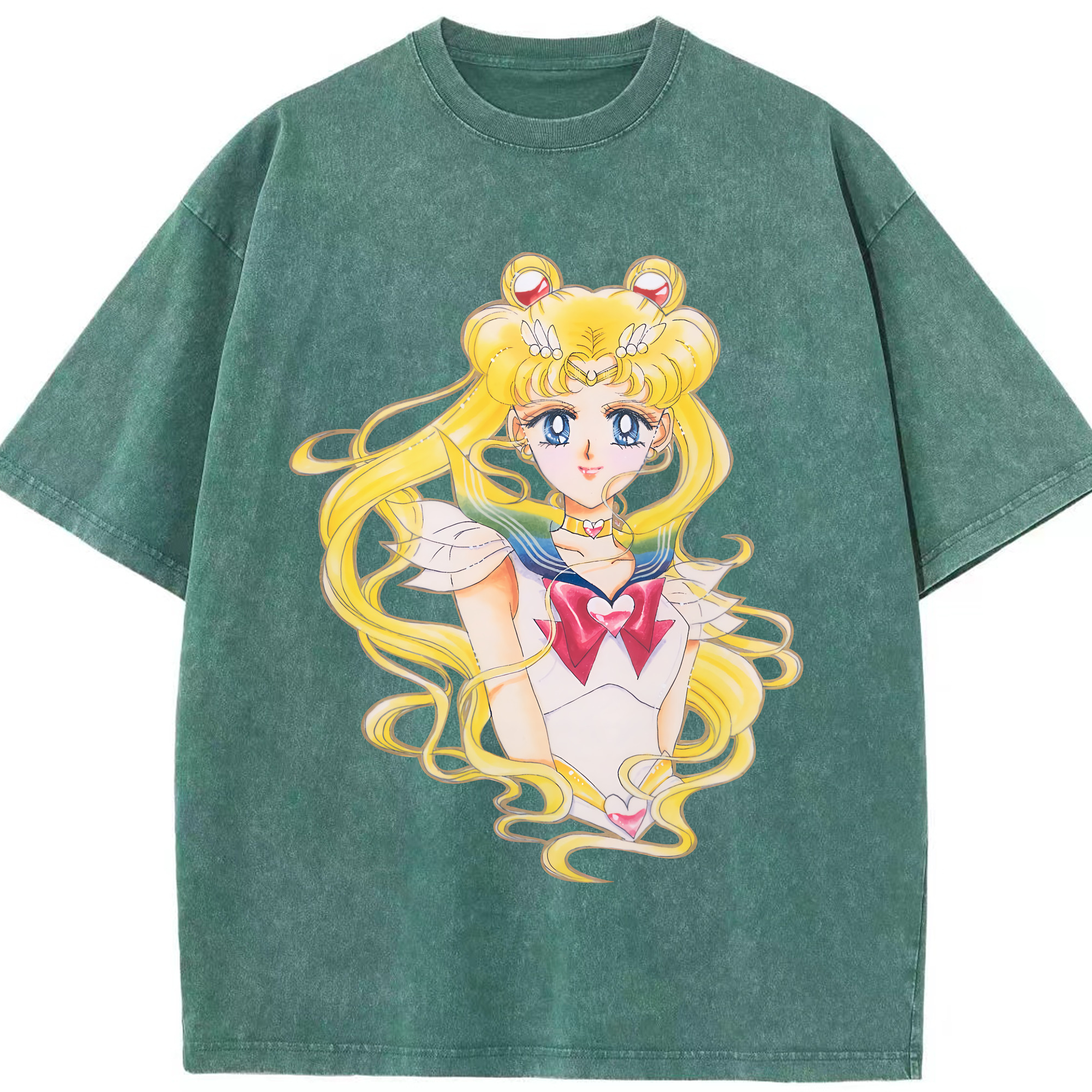（画像用） 美少女戦士セーラームーン 月野 うさぎ つきの うさぎ Sailor Moon Tsukino Usagi 綿100% ヴィンテージ風 半袖Tシャツ（フロントプリント）